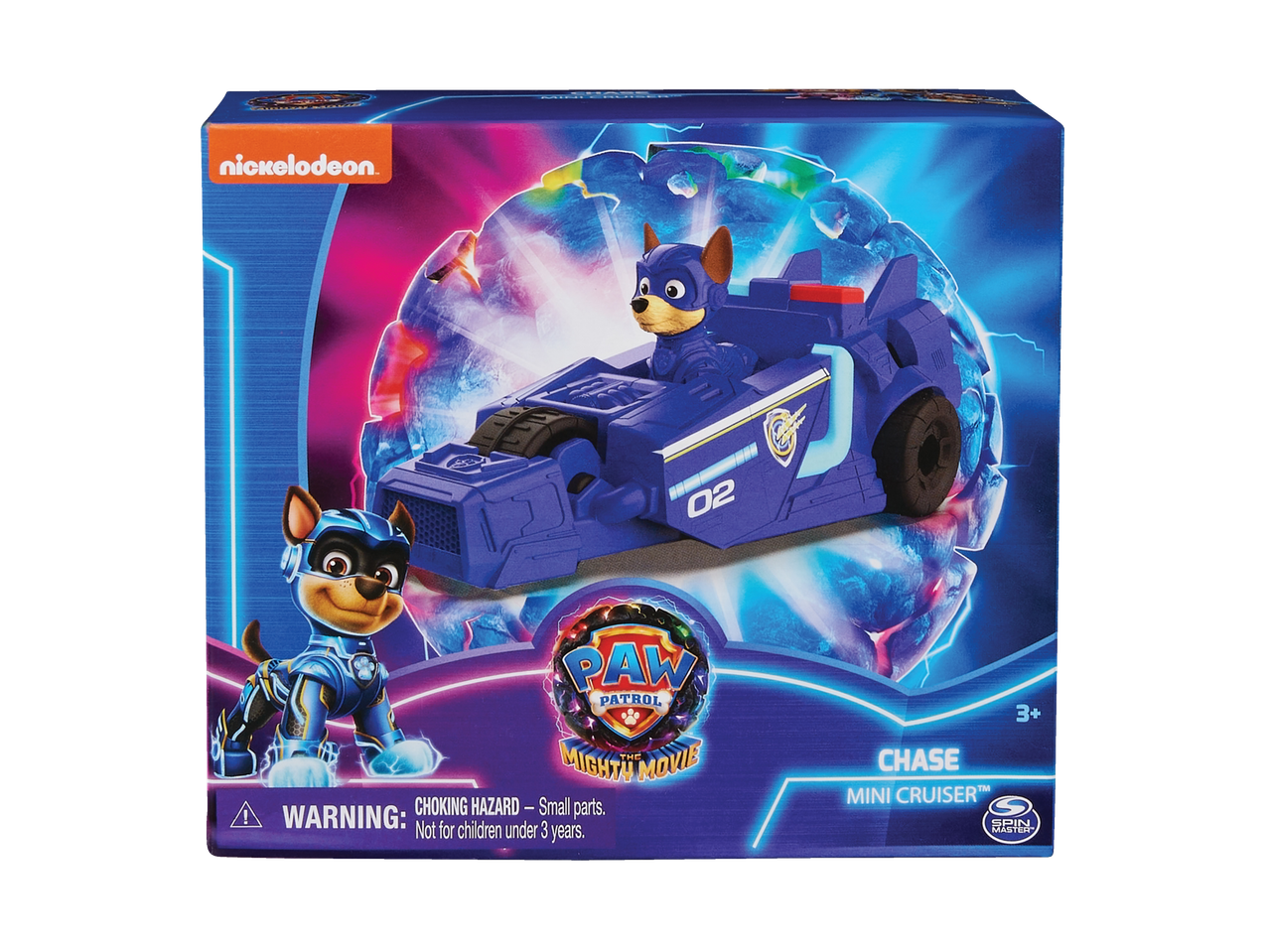 Jucăria Paw Patrol Mighty Movie Chase Mini Cruiser în cutie.