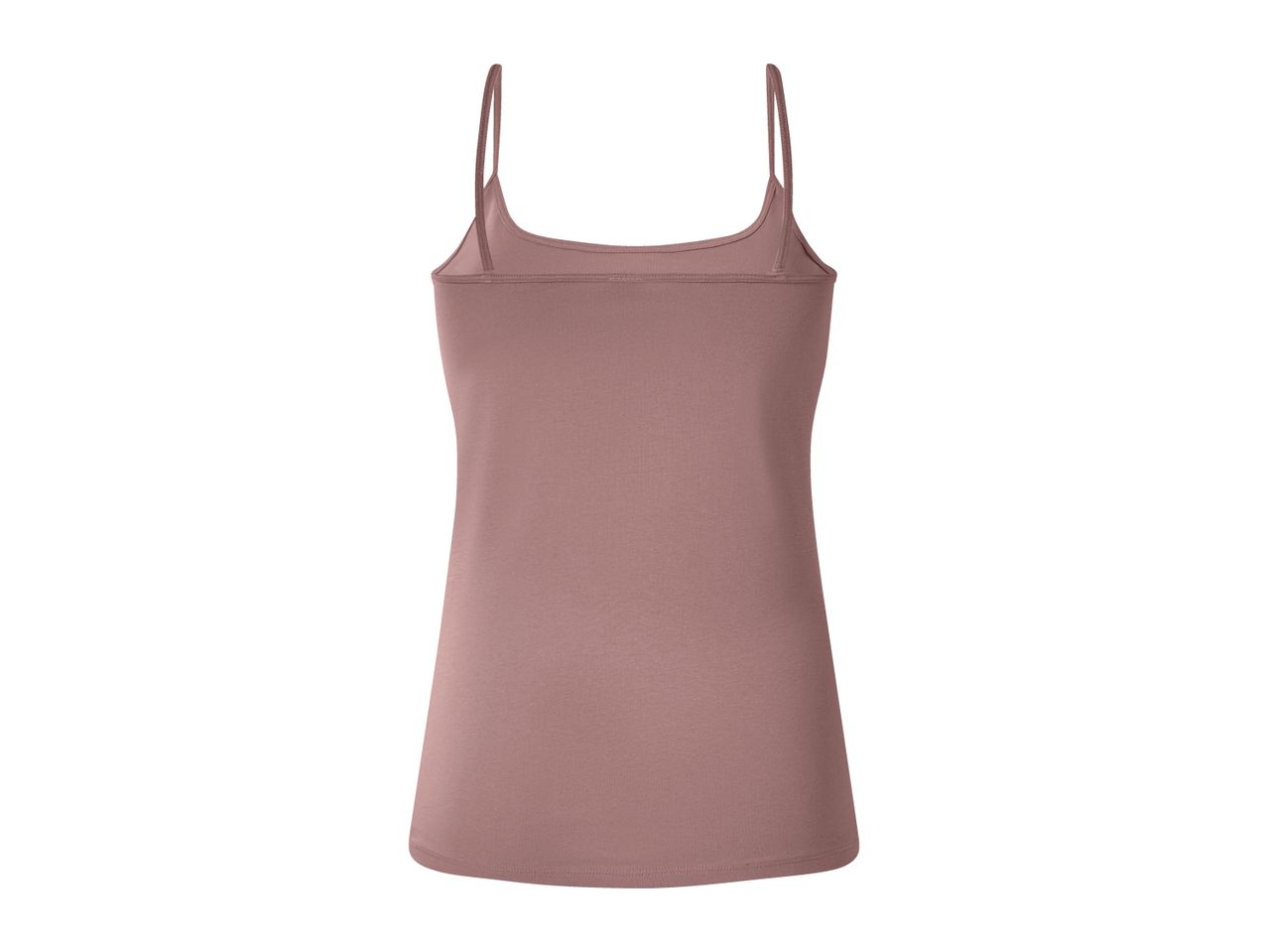 Back view of a plain mauve women's camisole with thin straps.