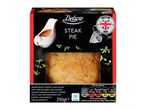 Deluxe Steak Pie: shortcrust pastry, British beef, and smoked bacon.