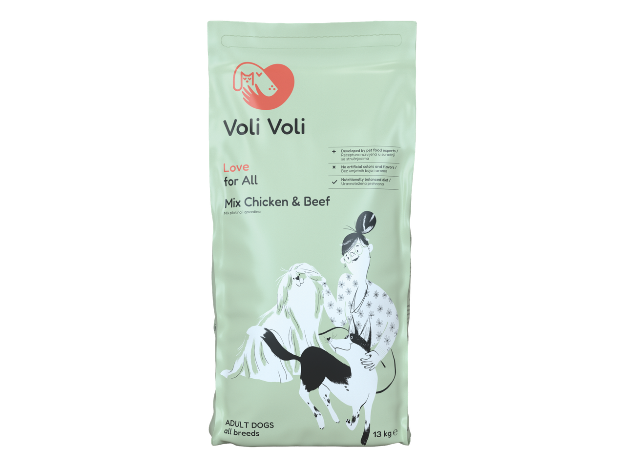 Vreća hrane za odrasle pse s piletinom i govedinom, 13 kg.