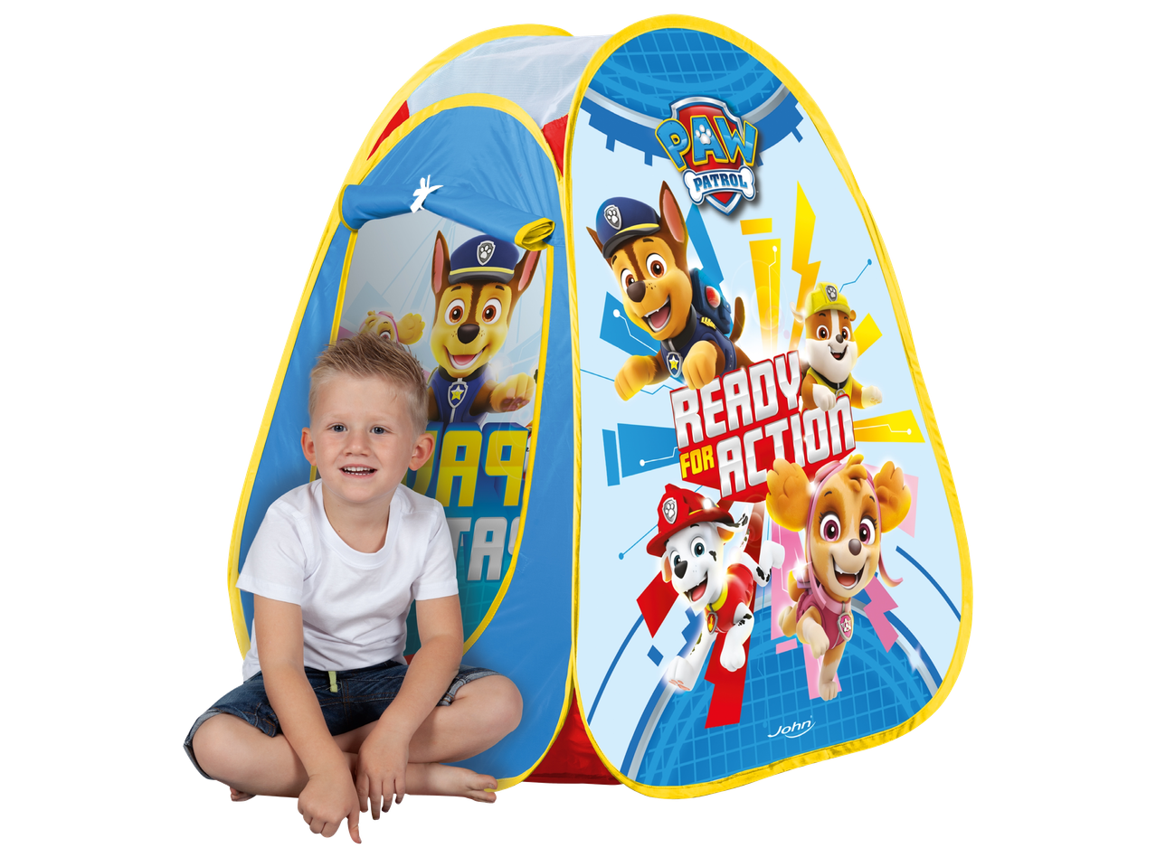Детска палатка за игра с момче и кучета от анимационен филм.