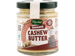 A jar of Maribel Smooth Cashew Butter, labeled as vegan and palm oil-free.