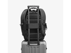 Esmara Carry-on Backpack attached to a silver suitcase handle
