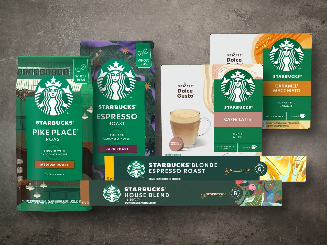 Starbucks Kaffee ganze Bohnen/Nescafé Dolce Gusto/Nescafé Nespresso