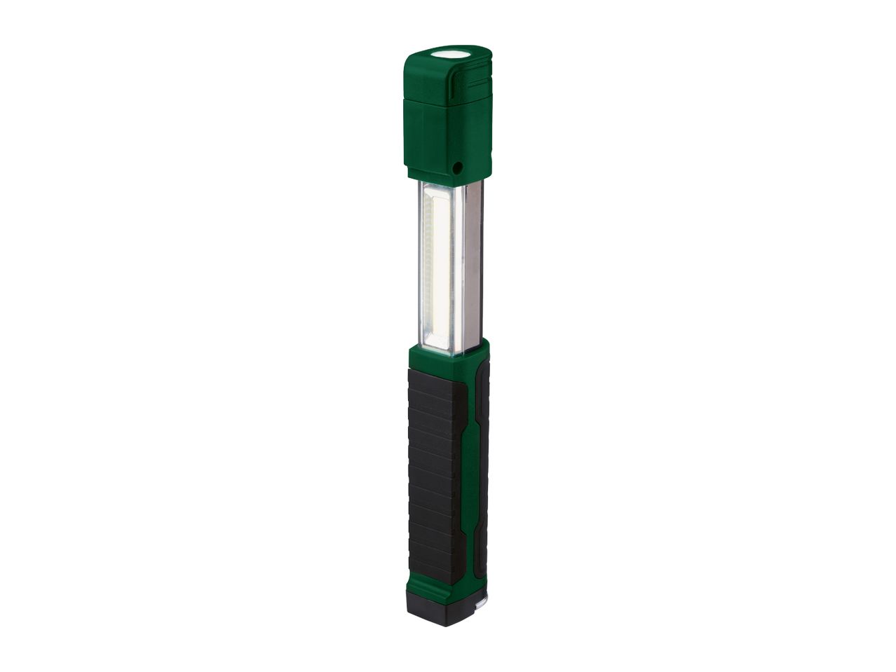 Green and black LED work light with a rectangular shape