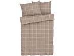 Plaid duvet cover set in beige with white and brown stripes