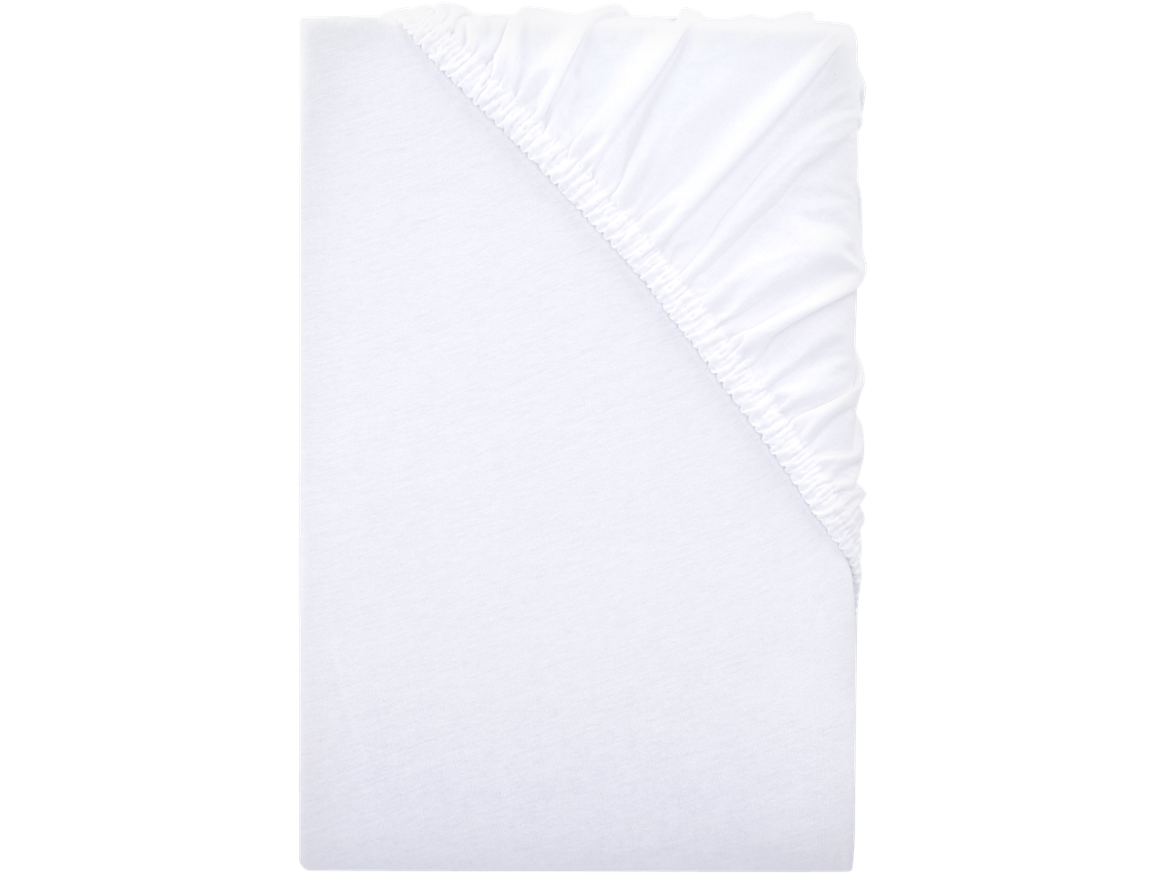 Bijela LIVARNO home jersey plahta s gumicom, presavijena.