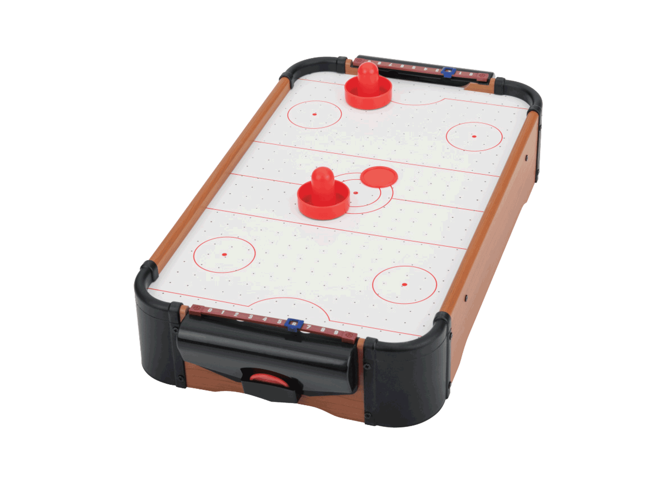 Stalinis oro ritulio žaidimas su raudonais mušikliais ir rituliu