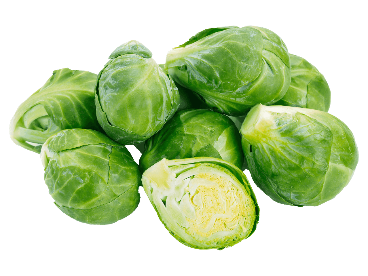 Friss, egész és félbevágott kelbimbók fekete háttér előtt.