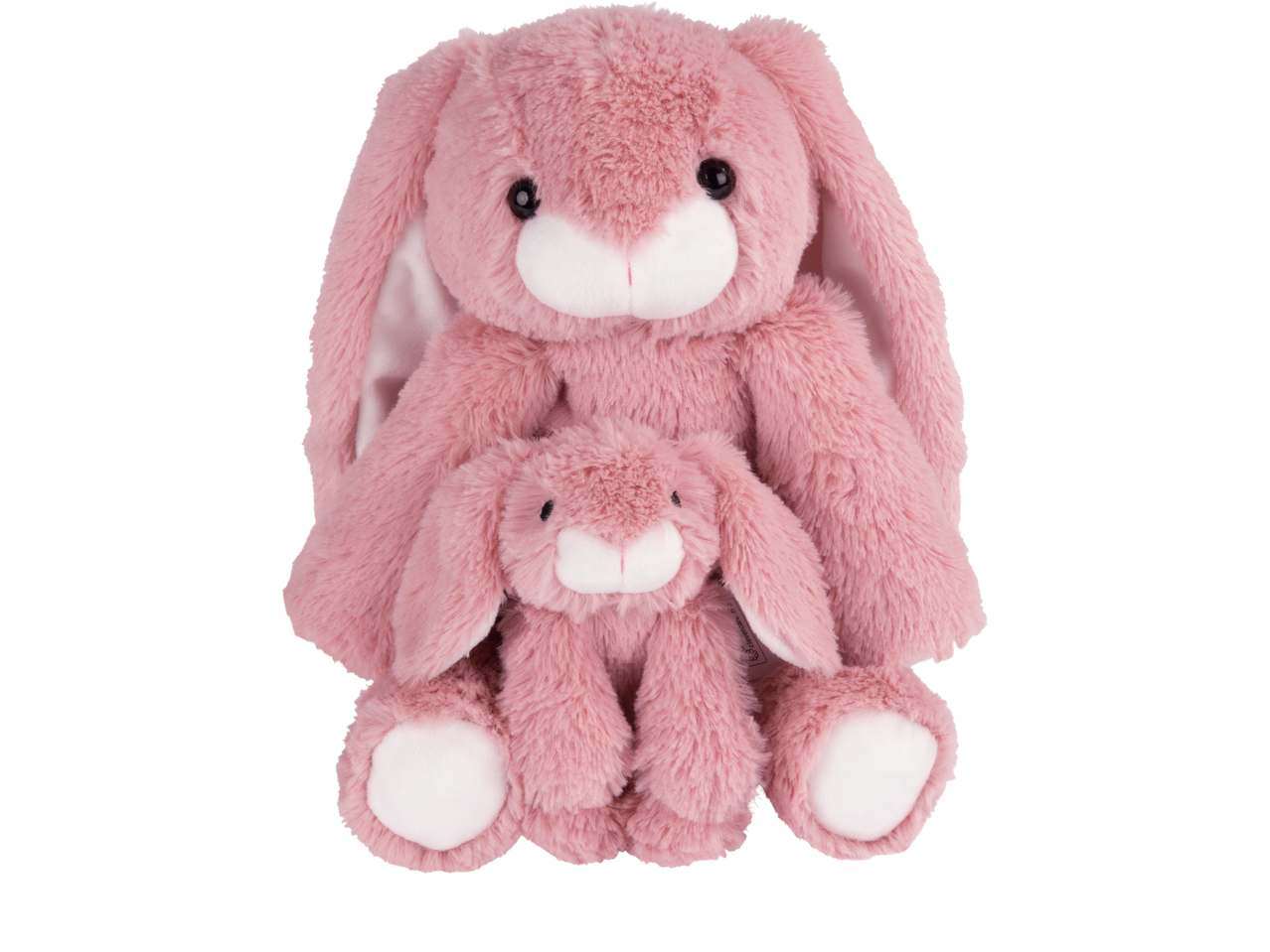 Lupilu Mom and Baby Plush Toys: Two pink bunny plush toys, one large and one small.