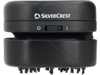 Mini aspirator SILVERCREST negru cu întrerupător glisant și perii.
