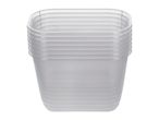 Stack of clear plastic food storage containers