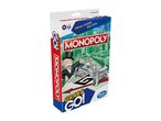 Monopoly Grab & Go board game box with Mr. Monopoly and game tokens, for ages 8+, 2-4 players.