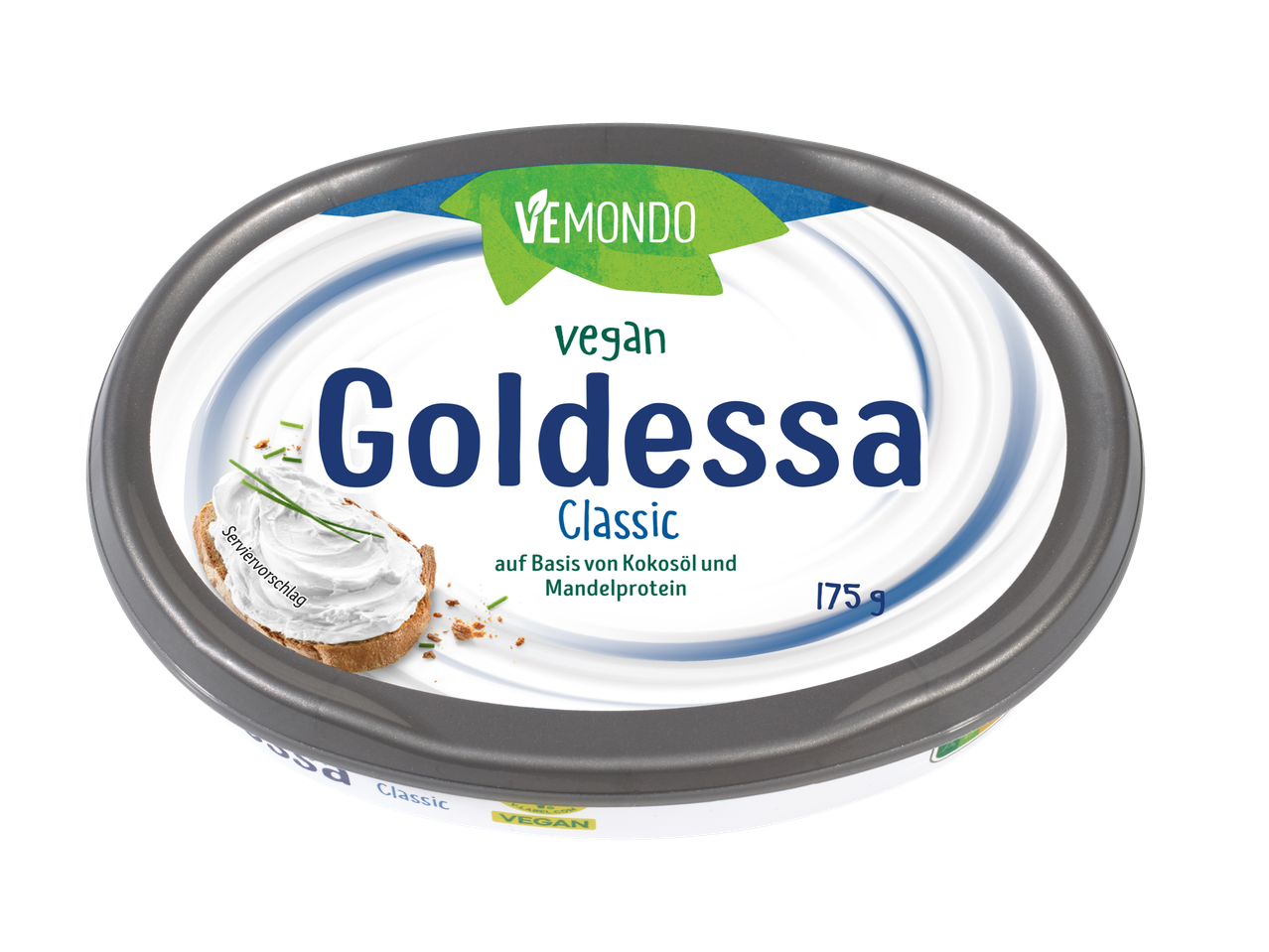 VEMONDO Vegan Goldessa Classic Aufstrich mit Kokosöl und Mandelprotein, 175g