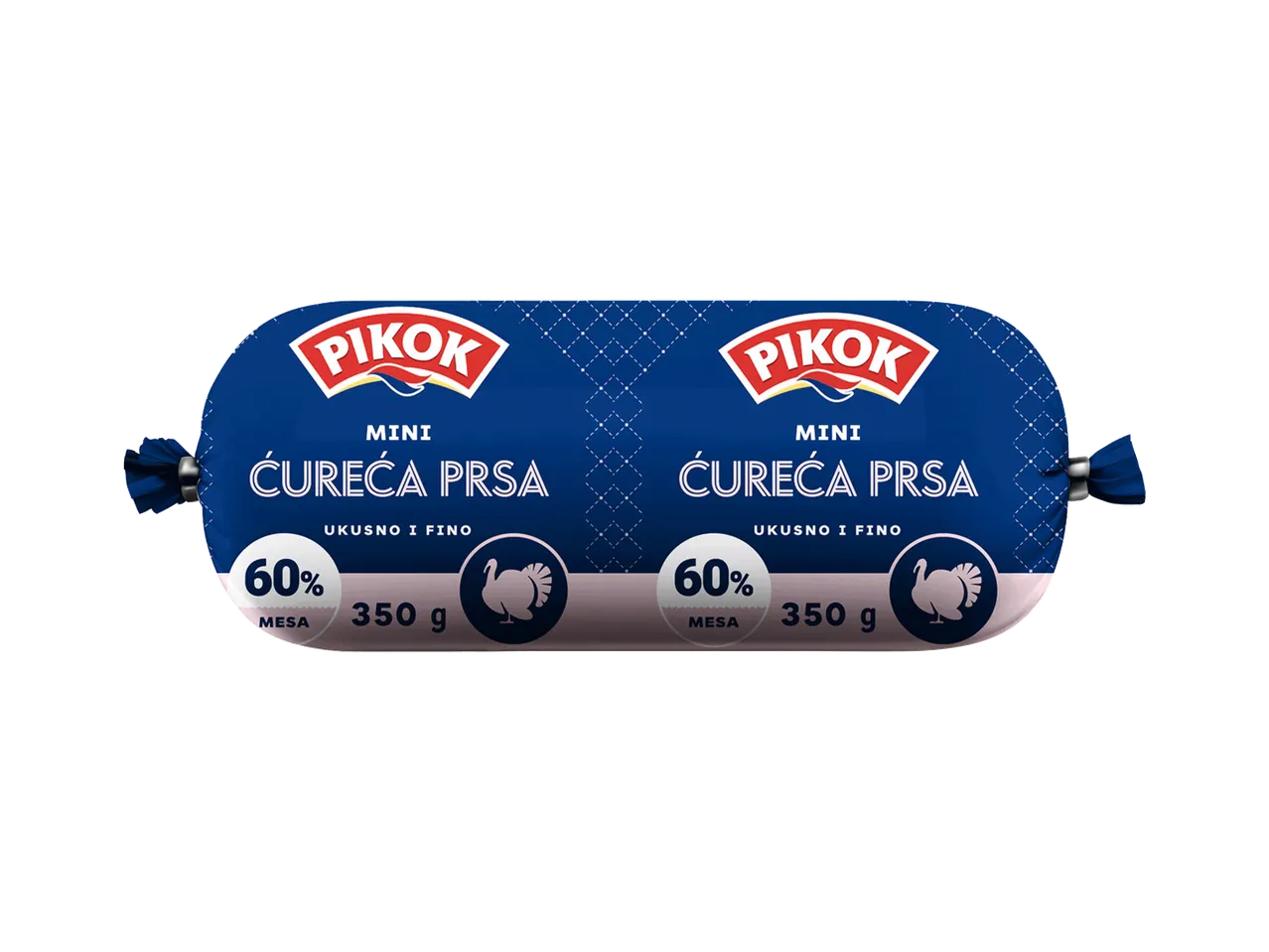 Dva pakovanja mini ćurećih prsa, svako sa 60% mesa i težinom od 350g.
