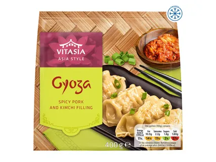 Vitasia Kimchi and Pork Gyoza 400g £2.99 In store from 22.05