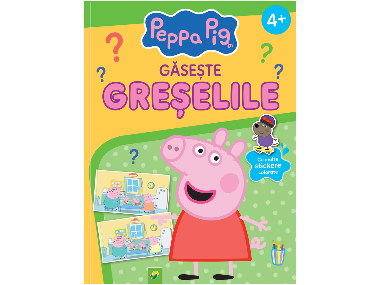 Peppa Pig: Găsește Greșelile, carte de activități pentru copii de 4+ ani, cu multe stickere colorate.
