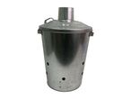 Galvanized steel garden incinerator bin with lid and ventilation holes