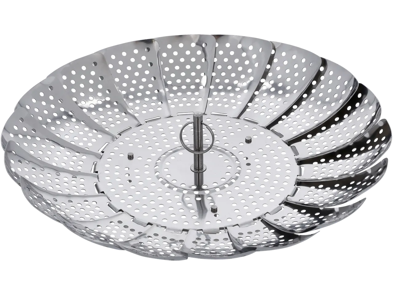 Silvercrest® köögiabiline: Kokkupandav roostevabast terasest aurutaja perforeeritud lehtedega.