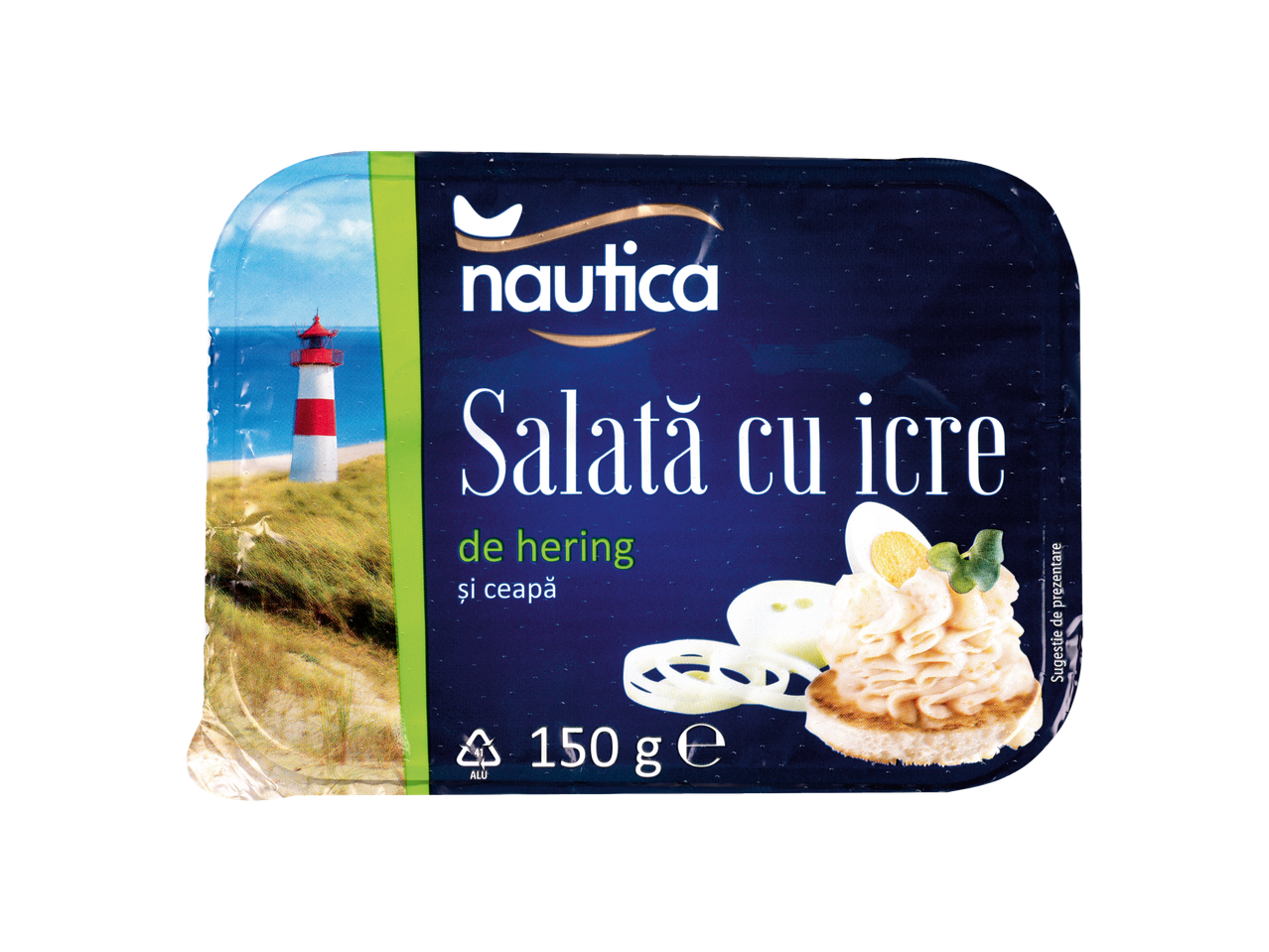 Nautica salată de icre de hering cu ceapă, ambalaj de 150g.