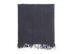 Dark grey knitted blanket with fringe