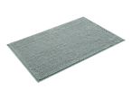 A rectangular light green bath mat with a textured, looped pile surface