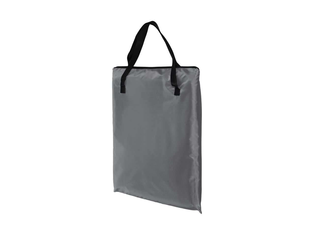 Grey rectangular bag with black handles