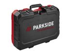 A black and red hard case with a handle and latches, featuring the text 'PARKSIDE PERFORMANCE'.