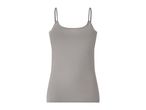 Women's grey camisole top with thin spaghetti straps