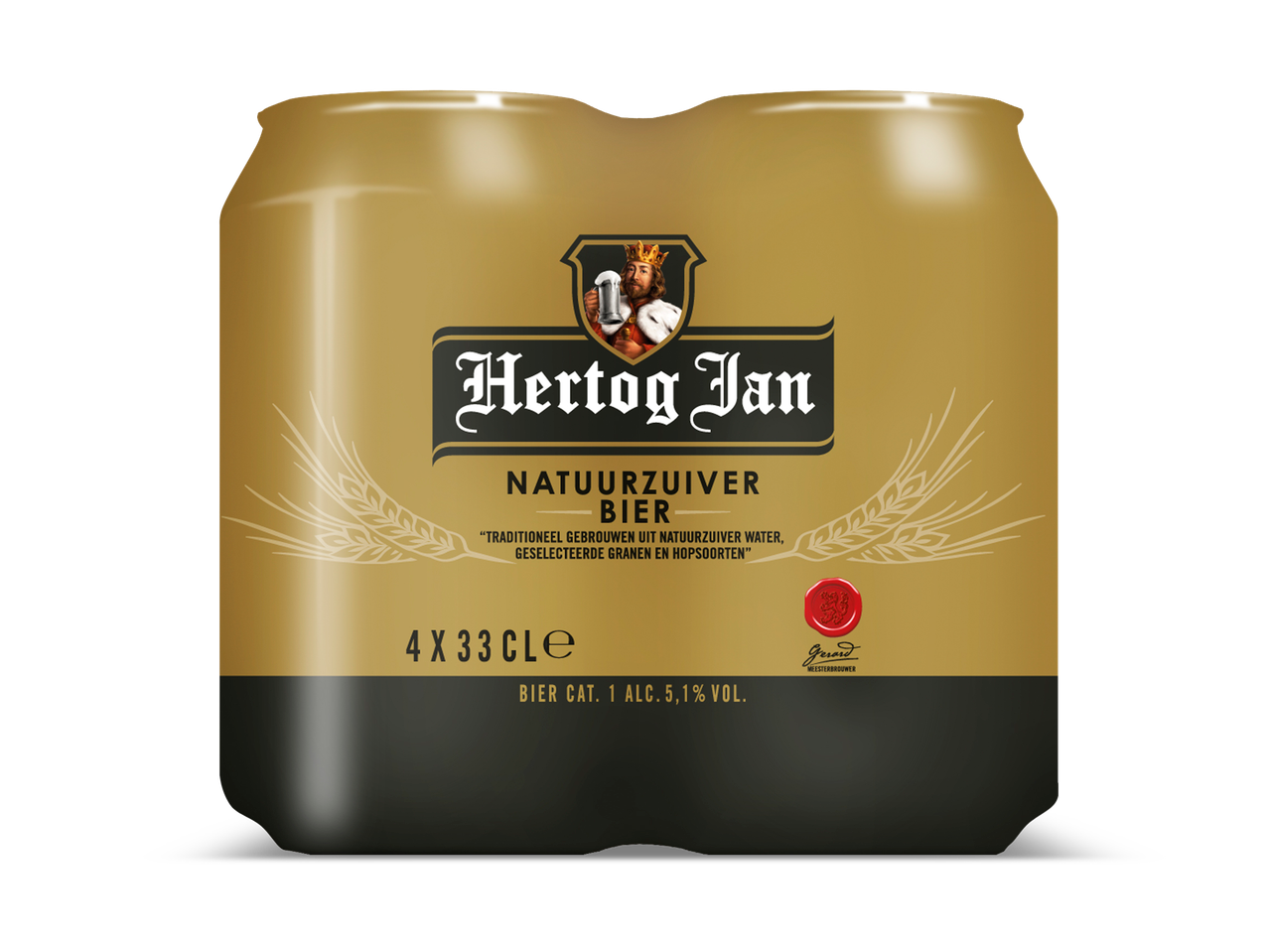 Vier Hertog Jan Natuurzuiver bieren van 33 cl.
