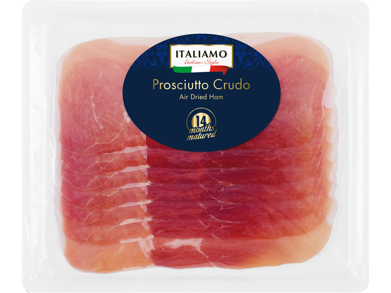 Italiamo Prosciutto Crudo Air Dried Ham in clear packaging
