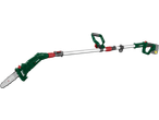 Telescopic pruning saw with long handle and chainsaw.