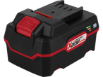 Bateria Parkside X 20V Team preta e vermelha.