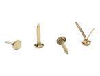 Four brass fasteners shown from different angles.