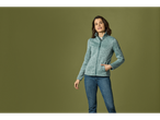 Fleece jacket and jeans: casual women's wear.