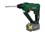 Parkside cordless hammer drill with a drill bit, without a battery.