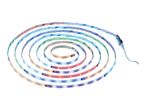 A coiled strip of LED lights with 3M adhesive backing, displaying various colors.