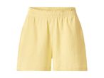 Yellow crinkled cotton shorts with an elasticated waist