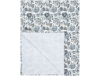 Floral duvet cover and pillowcase in blue and beige tones.