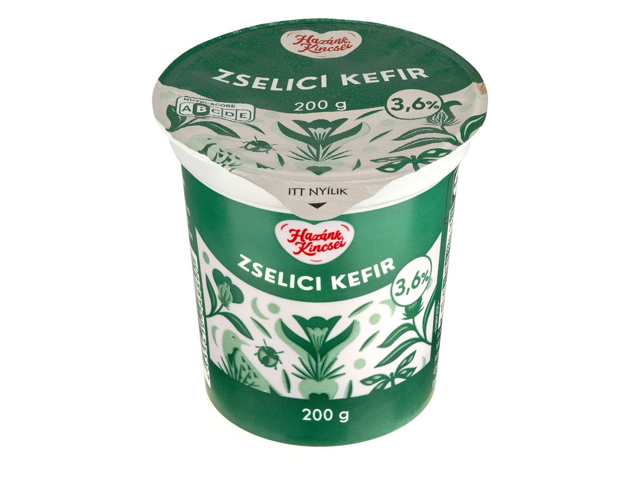 Hazánk Kincsei Zselici Kefir 3,6% zsírtartalommal és Nutri-Score A minősítéssel