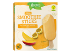 Vemondo Smoothie Sticks: vegan frozen fruit popsicles with apple, orange, mango & passion fruit.