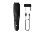 Philips baardtrimmer „Series 3000” met kamopzetstuk en USB-kabel.