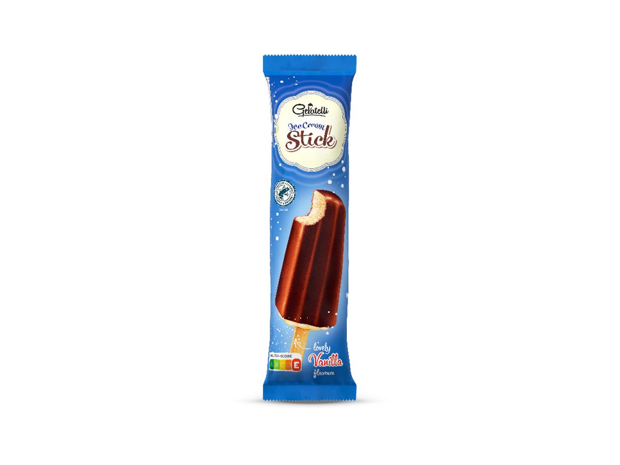 Gelatelli Ice Cream Stick s okusom vanilije i čokoladnom glazurom.