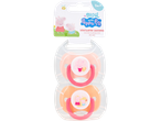 Two Peppa Pig silicone soothers, ventilated.