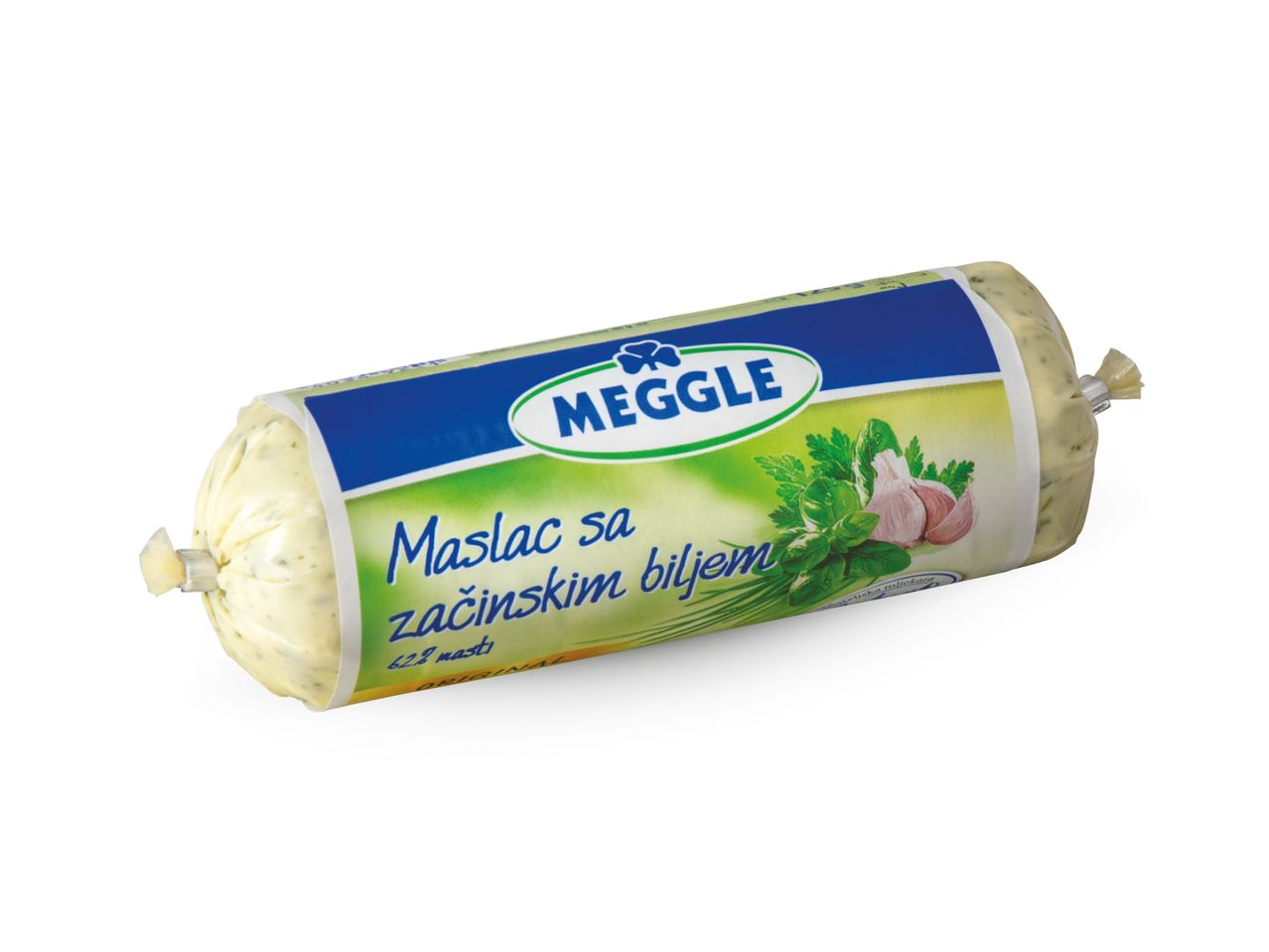 Pakiranje Meggle maslaca sa začinskim biljem.