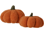 LIVARNO home Decorative Cushion Set: Two orange pumpkin-shaped cushions with green stems.