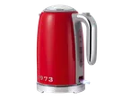 Red Silvercrest electric kettle with 1973 mark and water level indicator