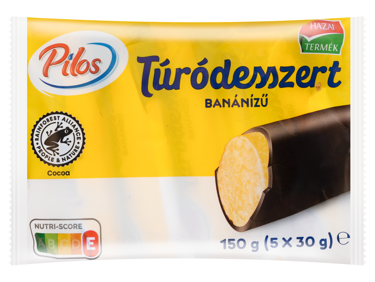 Pilos Túródesszert banánízű, 150g (5x30g) kiszerelésben.
