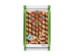 Peanut flavored wafer rolls in green packaging with a floral design and Rainforest Alliance logo.