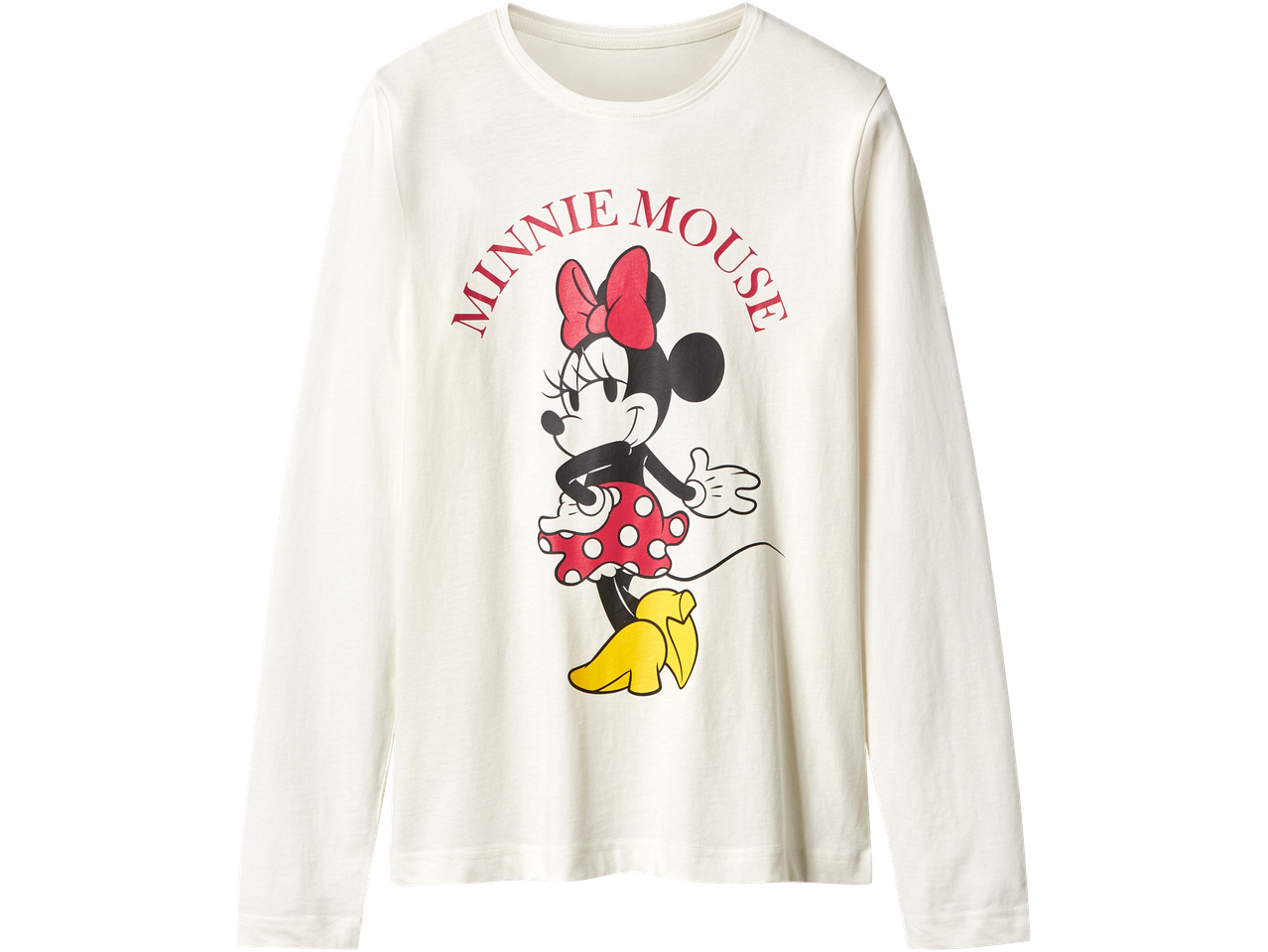 Fehér hosszú ujjú Minnie egér pizsama felső